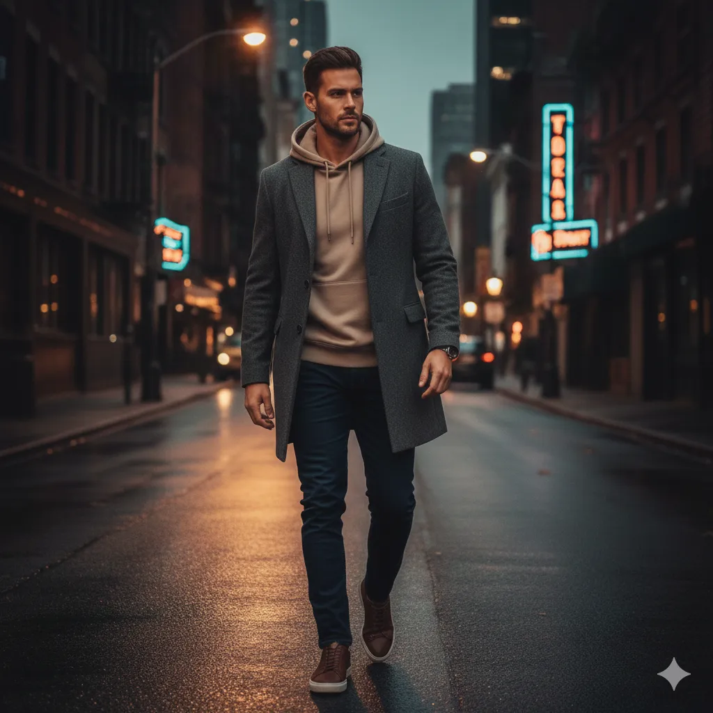 Hoodie with Structured Coat