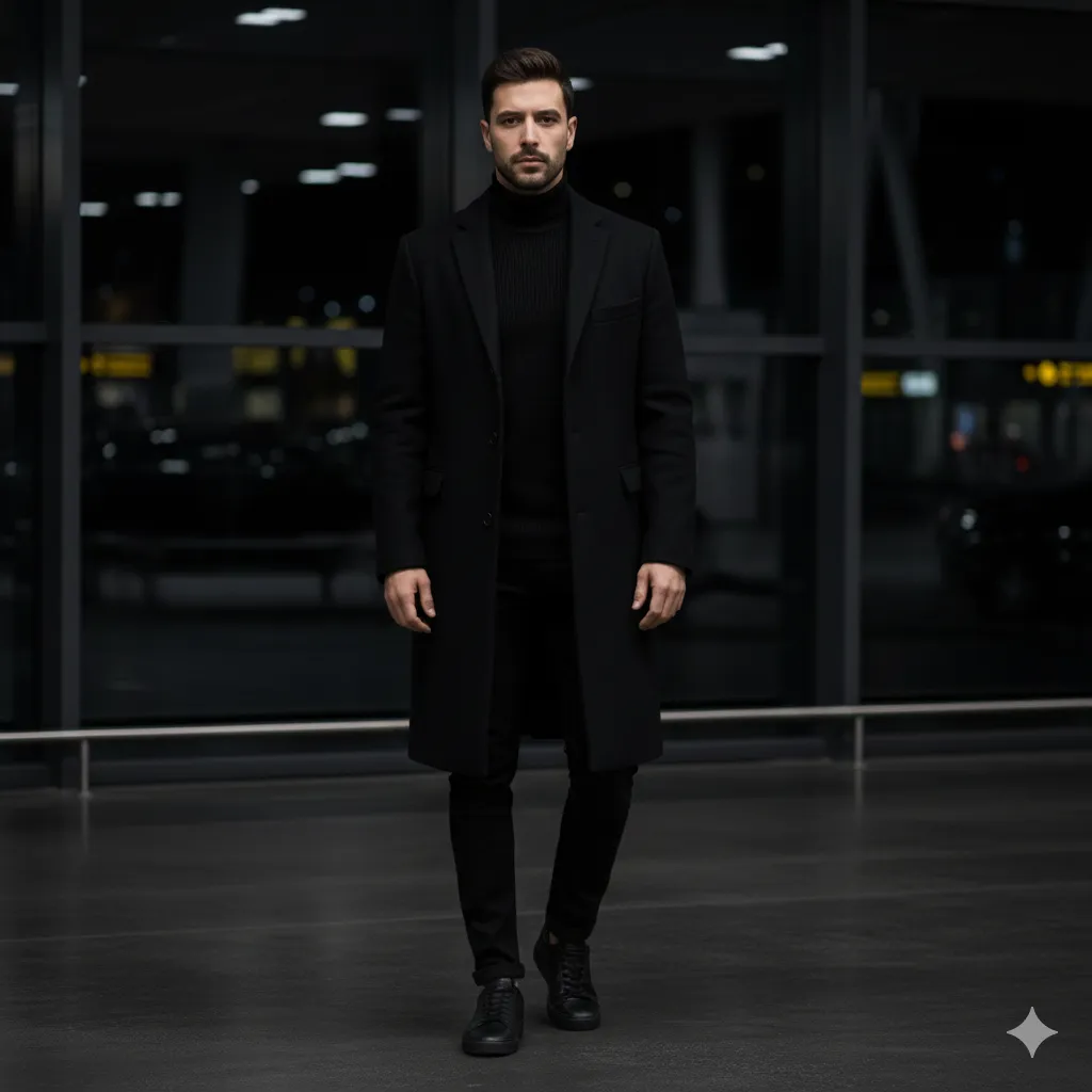All-Black Winter Travel Fit