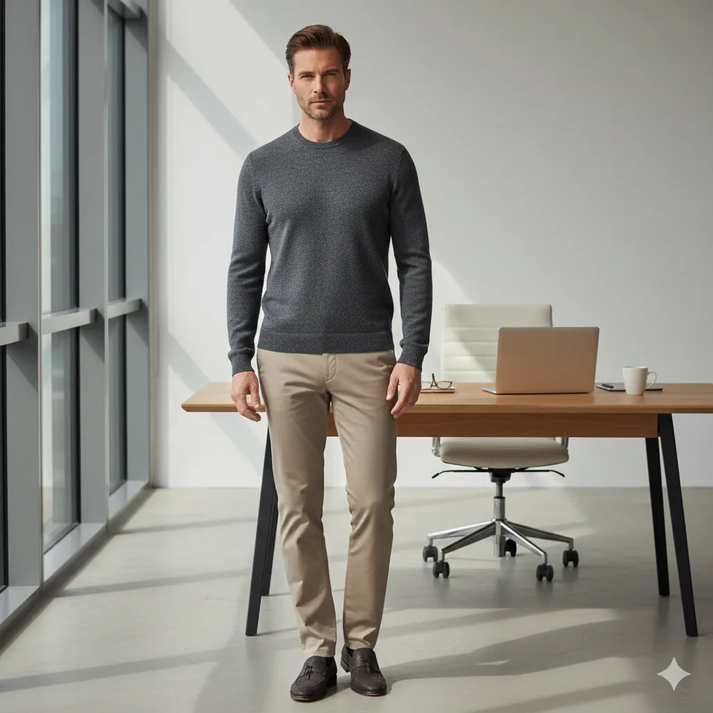 Cashmere Sweater with Tailored Pants