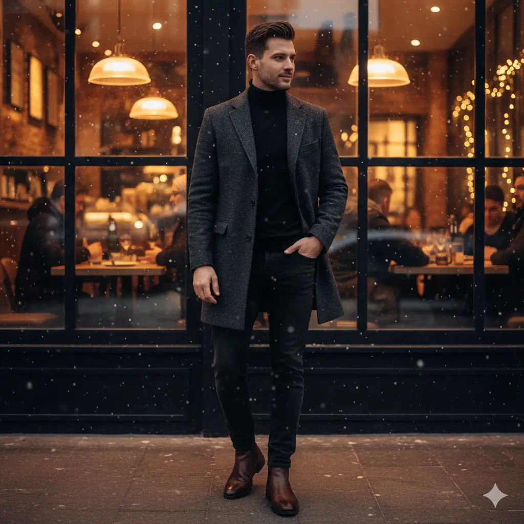 Classic Wool Coat & Black Denim