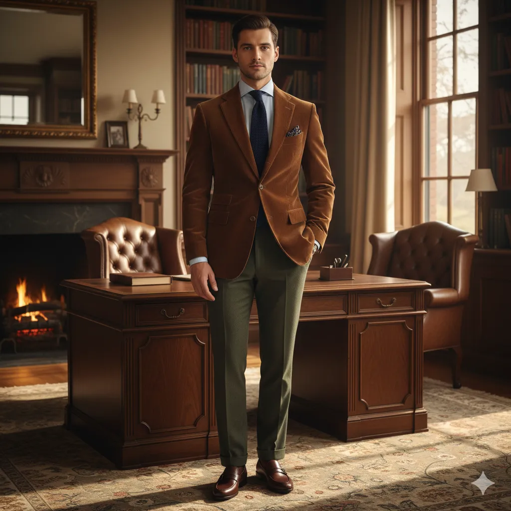 Corduroy Blazer with Office Pants