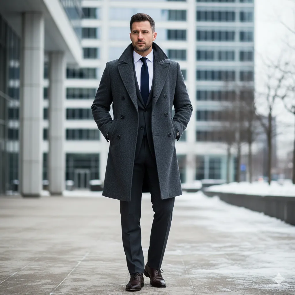 Double-Breasted Coat with Office Wear