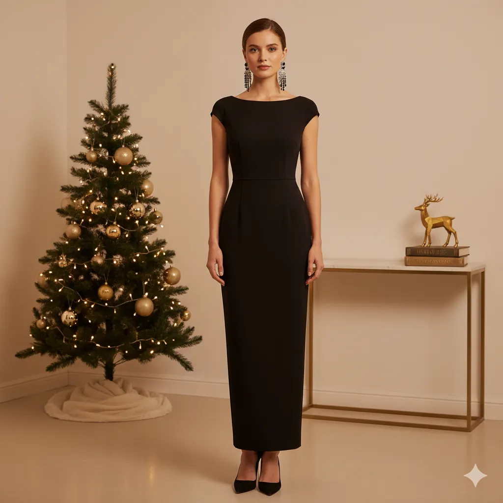 Elegant Black Dress with Statement Accessories