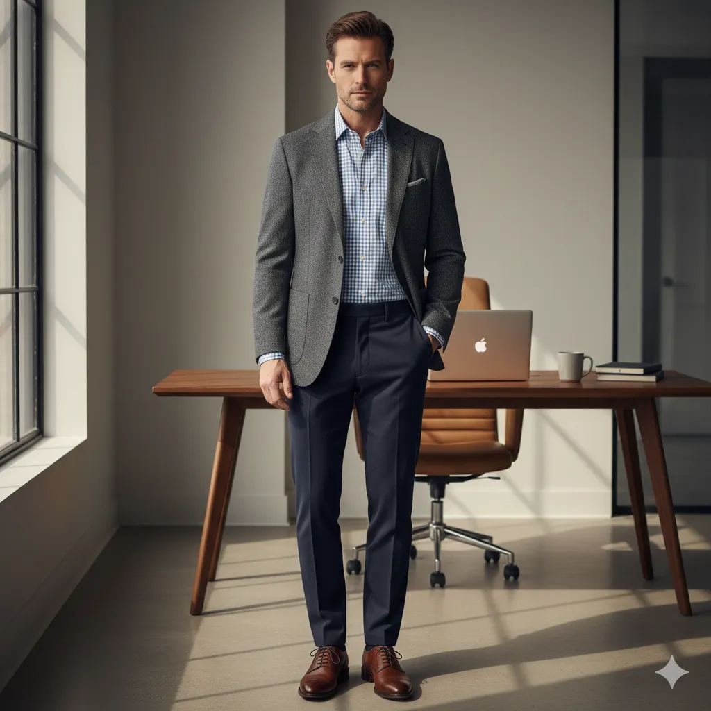 Flannel Shirt with Office Blazer