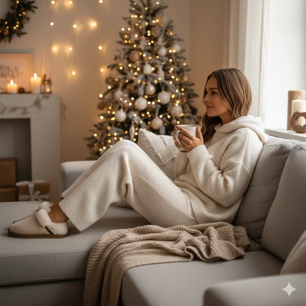 Knit Loungewear Set with Festive Accessories