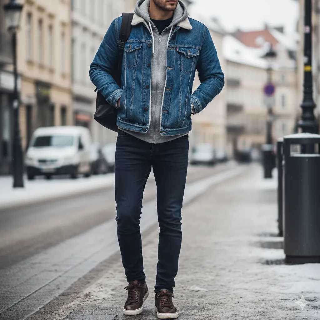 Layered Denim Jacket Winter Look