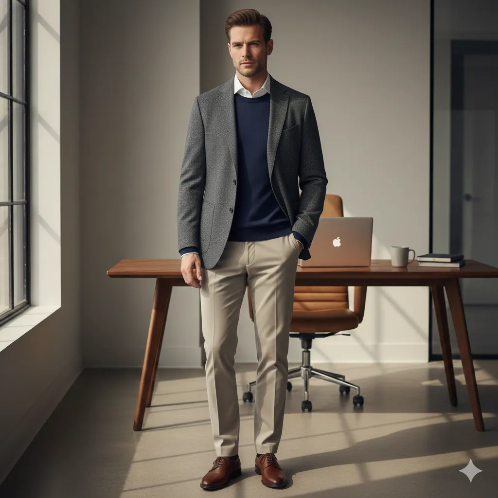 Layered Shirt, Sweater, and Blazer