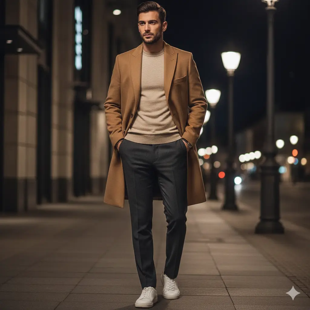 Longline Coat With Sneakers