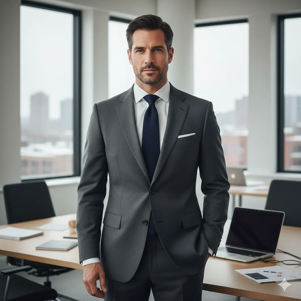 Office Suit with Knit Tie