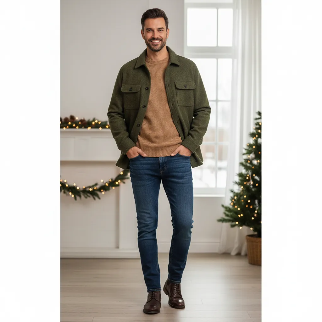 Overshirt with Knit Sweater