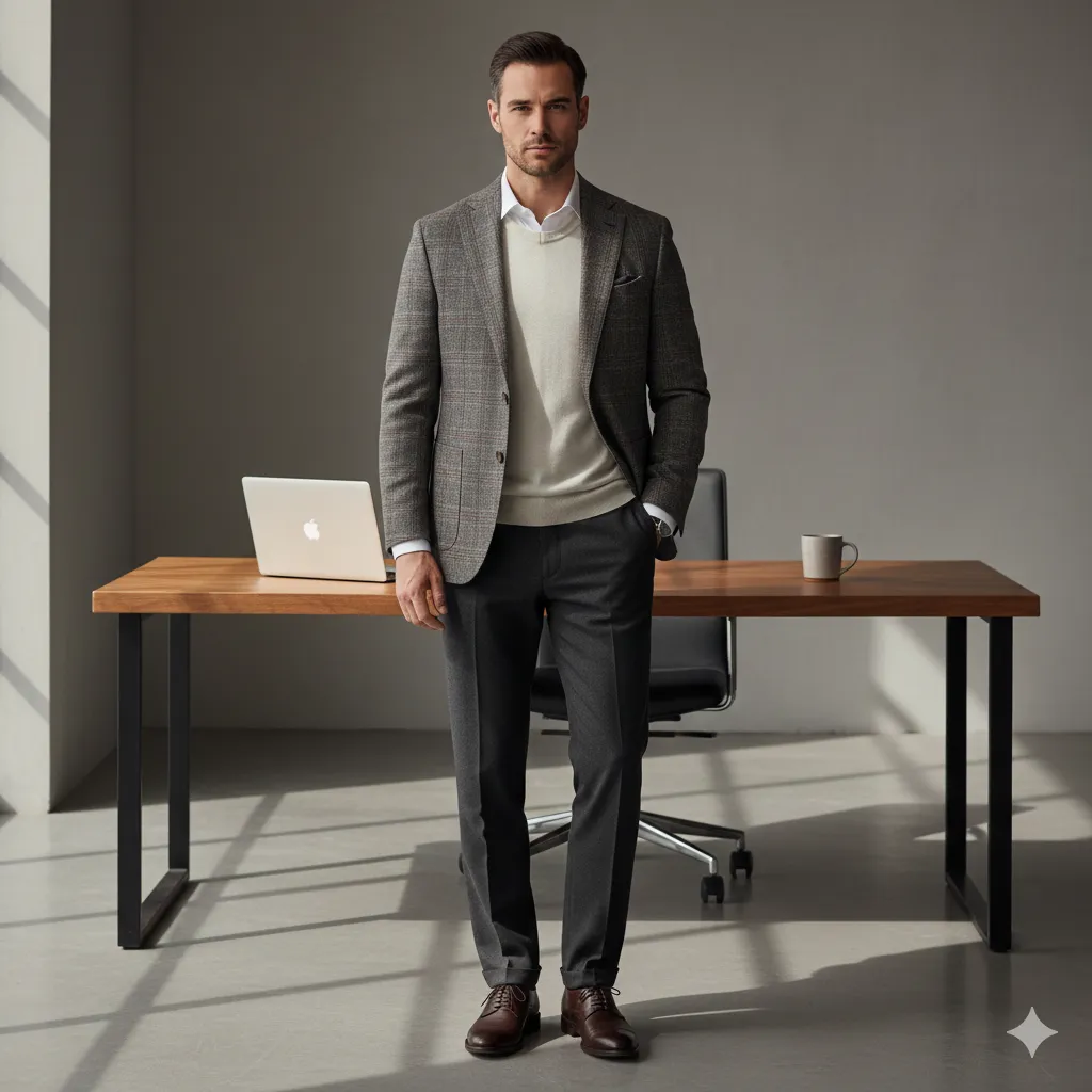 Plaid Blazer with Neutral Basics