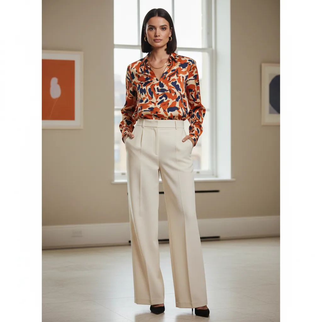 Printed Top with Wide Leg Pants
