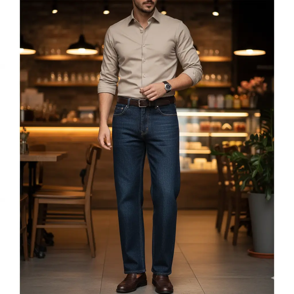 Smart Casual Wide Leg Jeans Look