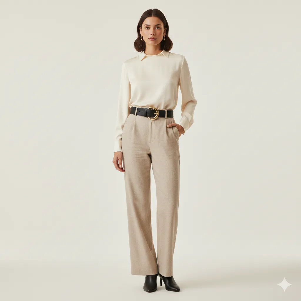 Statement Belt Wide Leg Pants Outfit