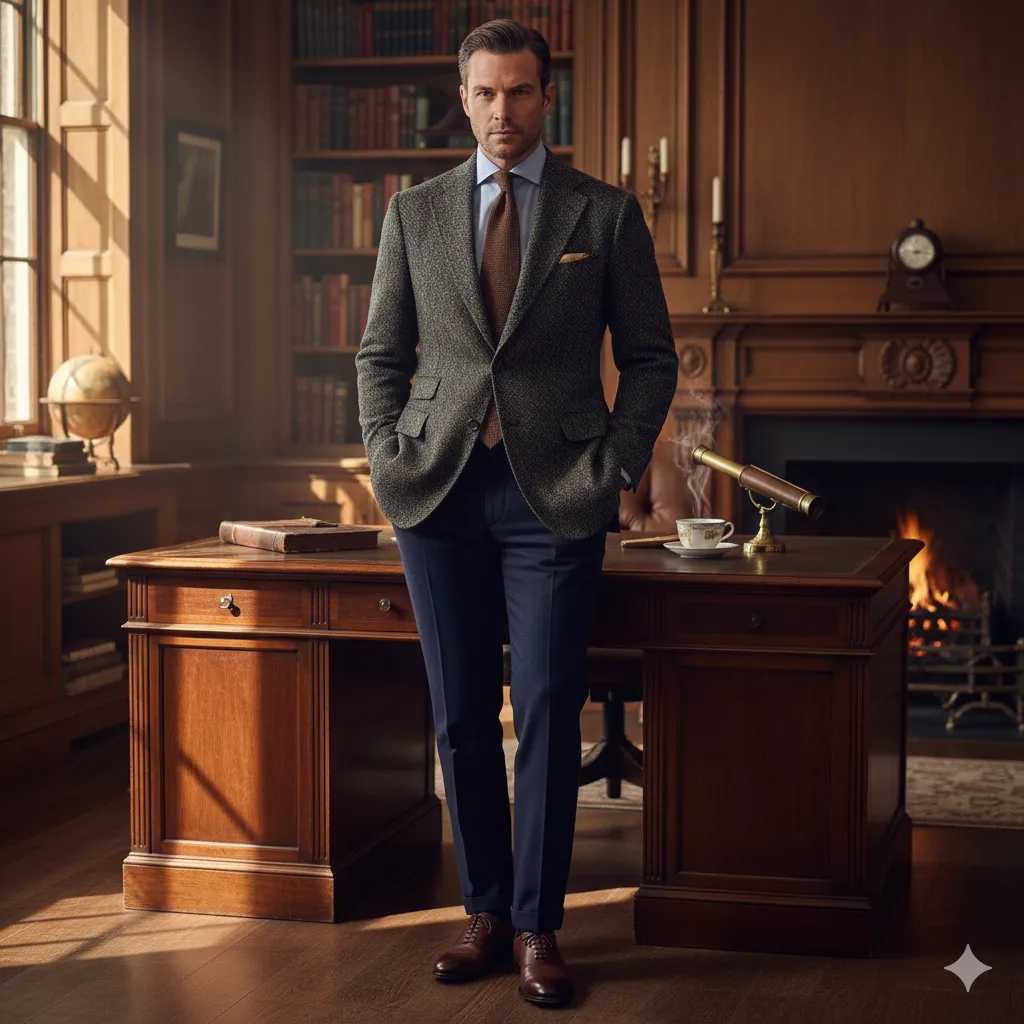 Tweed Blazer with Wool Trousers