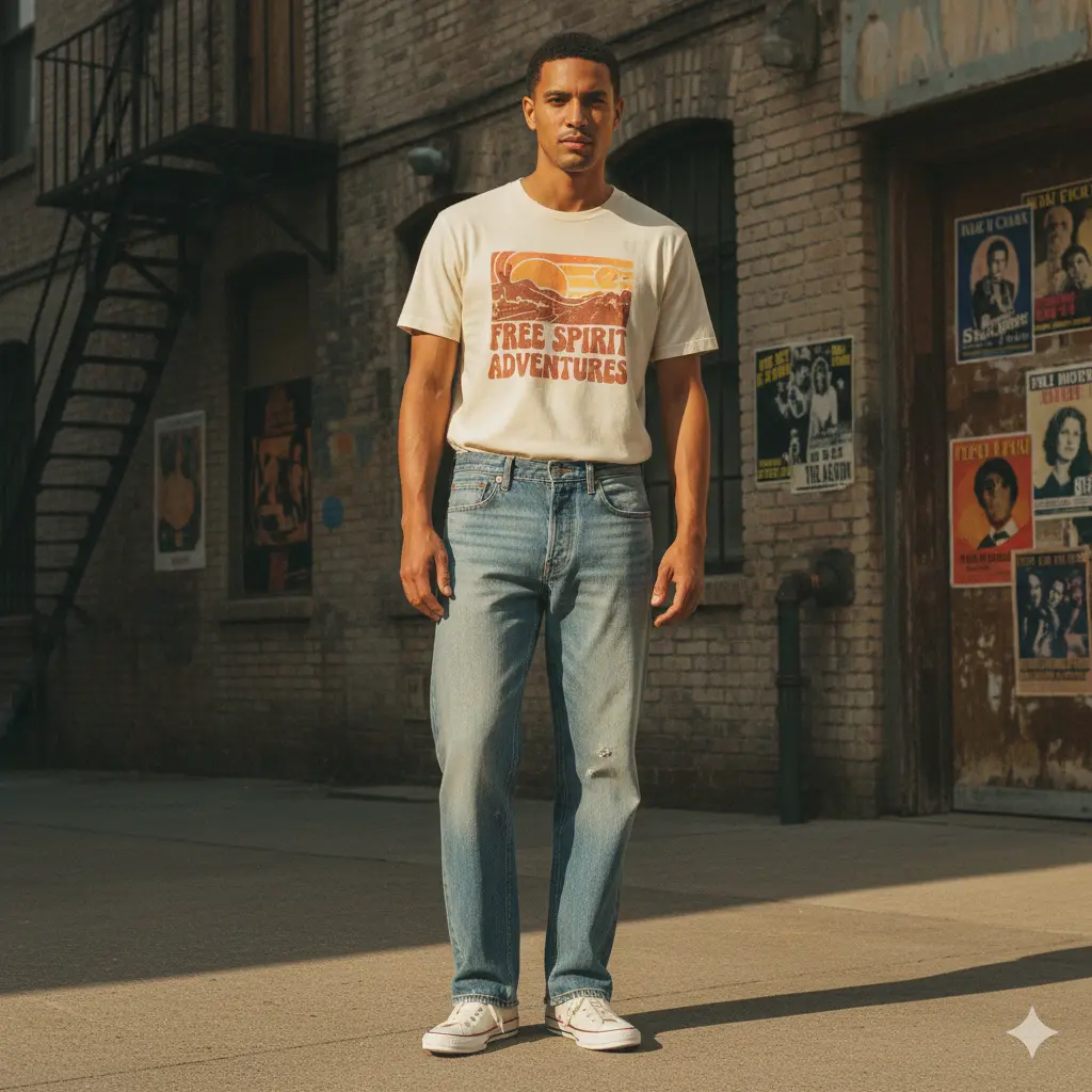 Vintage Inspired Wide Leg Jeans Outfit