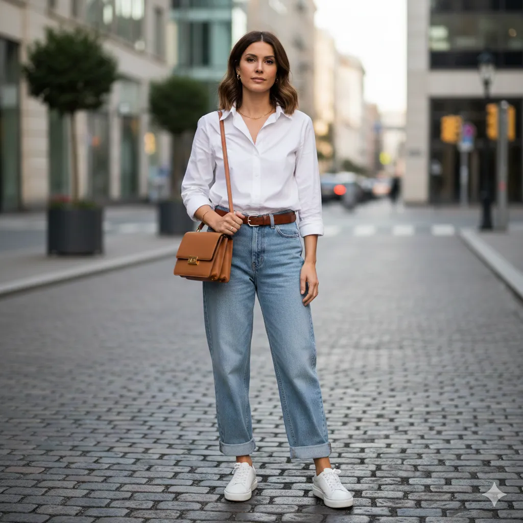 Classic White Shirt outfit with Blue Denim
