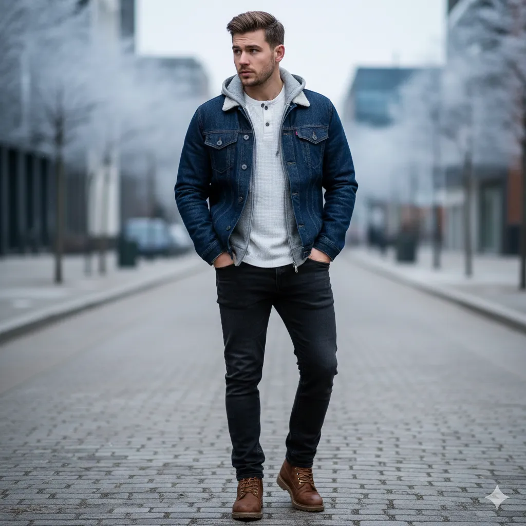 Denim Jacket With Thermal Layers