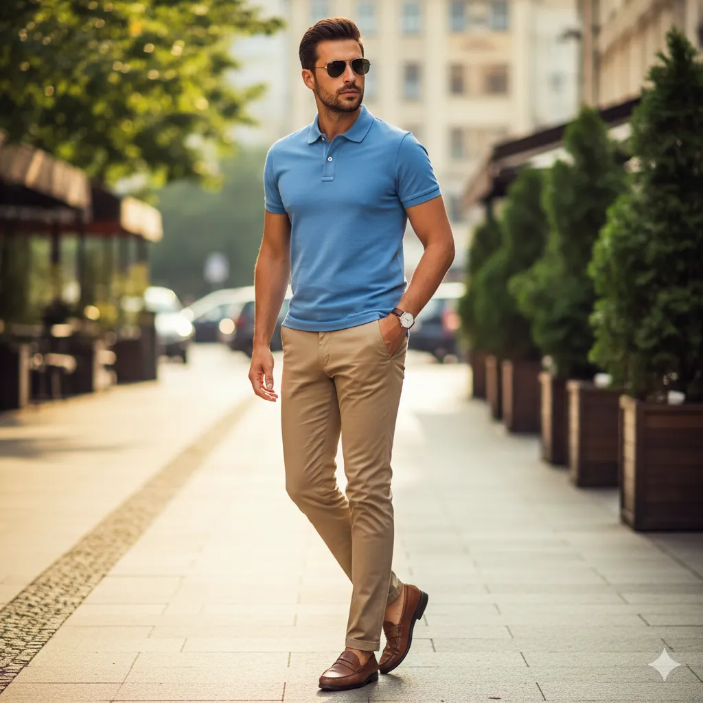 Loafers with Chinos and Polo Shirt