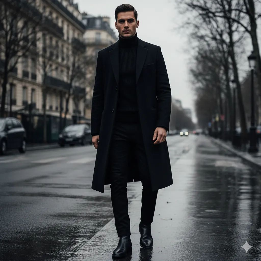 Long Coat with Monochrome Styling