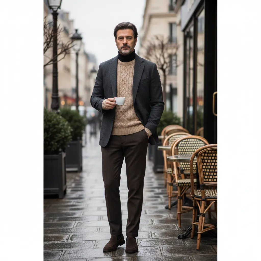 Neutral Knitwear with Structured Blazer
