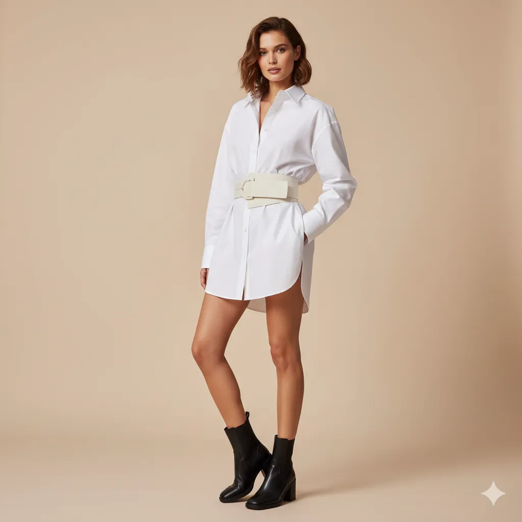Oversized White Shirt as a Dress