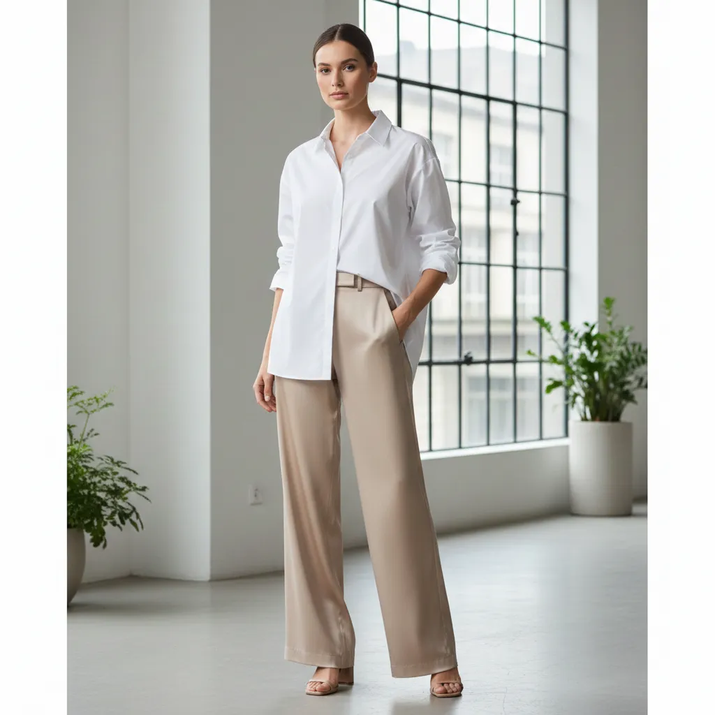 Silk Pants With Button-Down Shirt