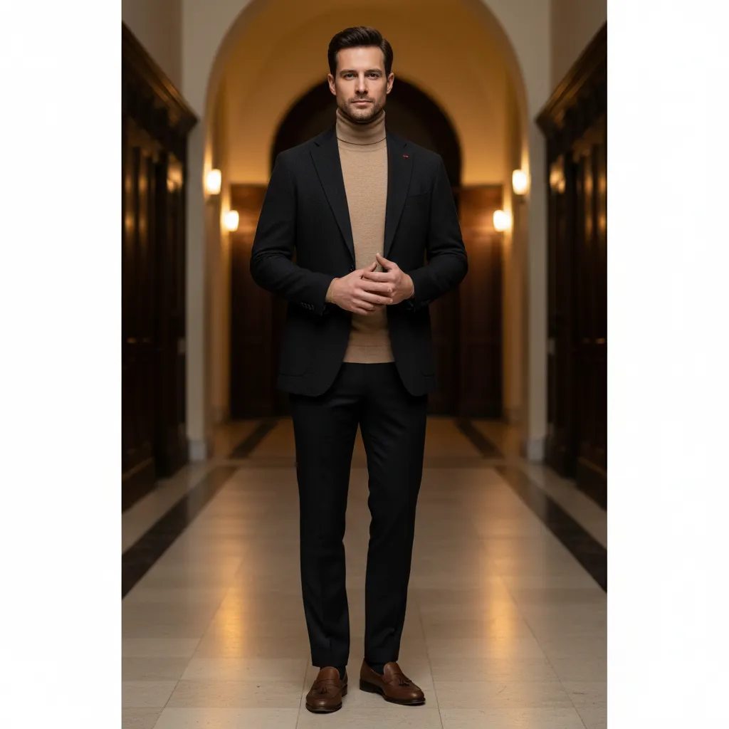 Turtleneck With Blazer and Dress Pants