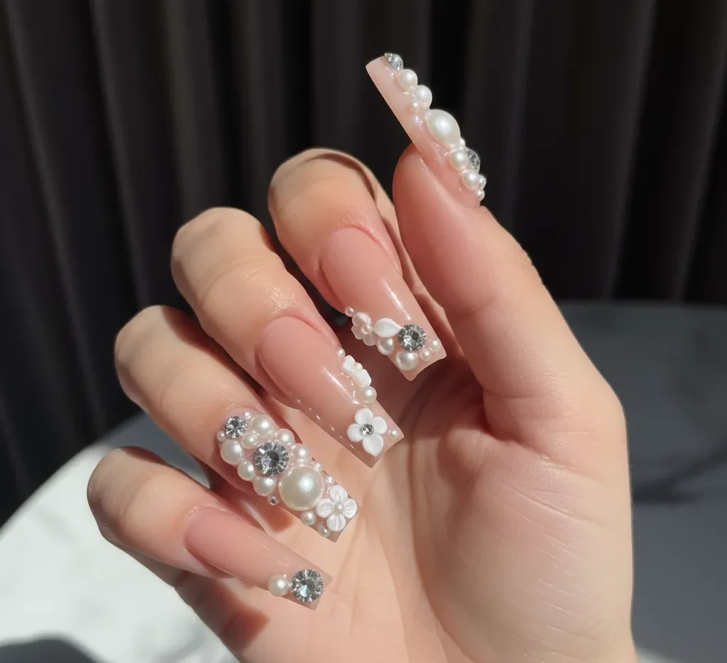 Trendy Nail Designs 2026 5 3D Embellished Statement Nails
