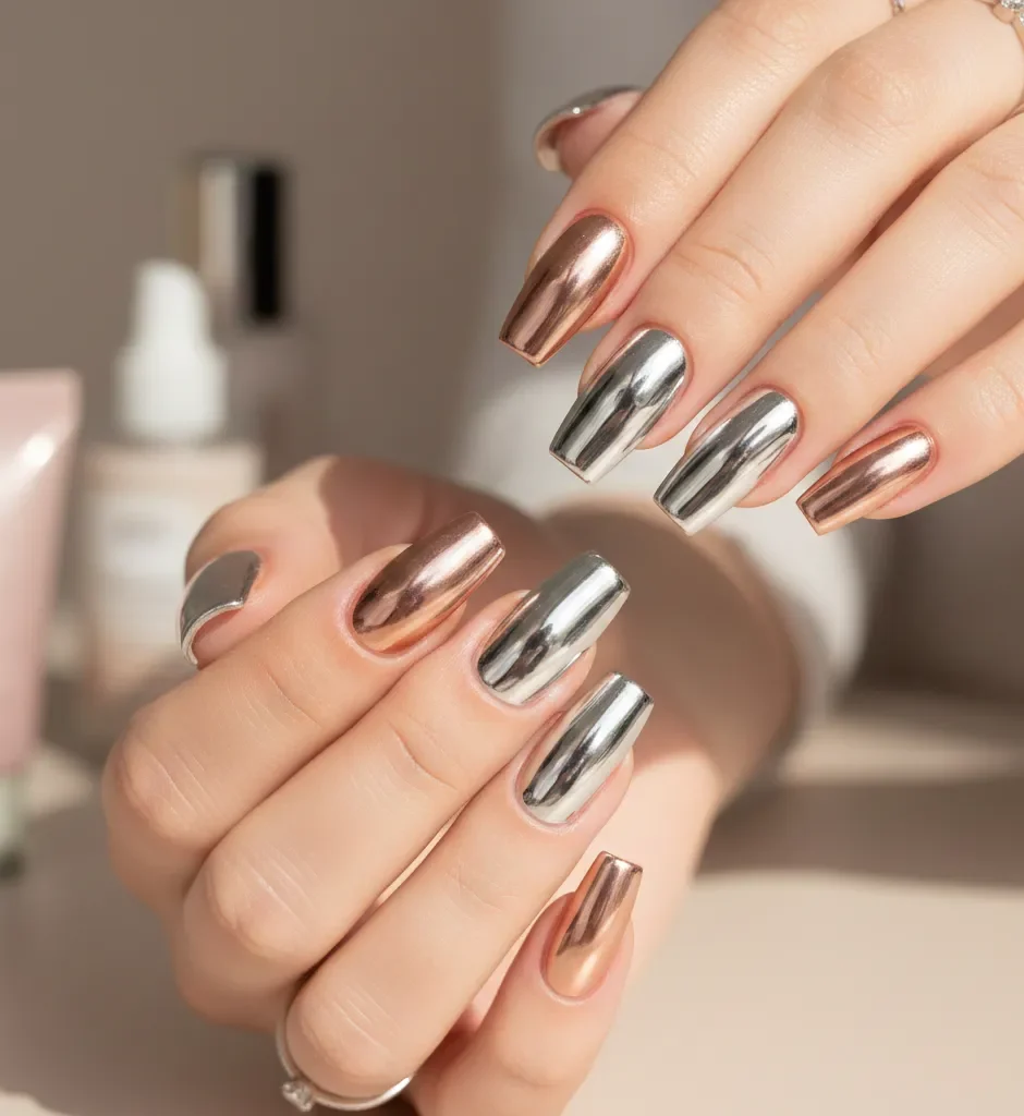 Trendy Nail Designs 2026 2 trendy nail designs, Chrome French Tips Reinvented