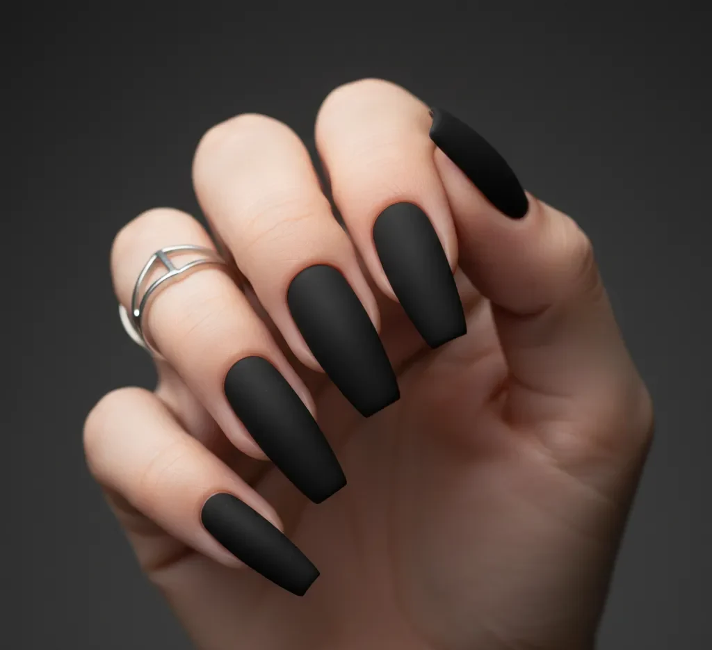 Matte Black Statement Nails