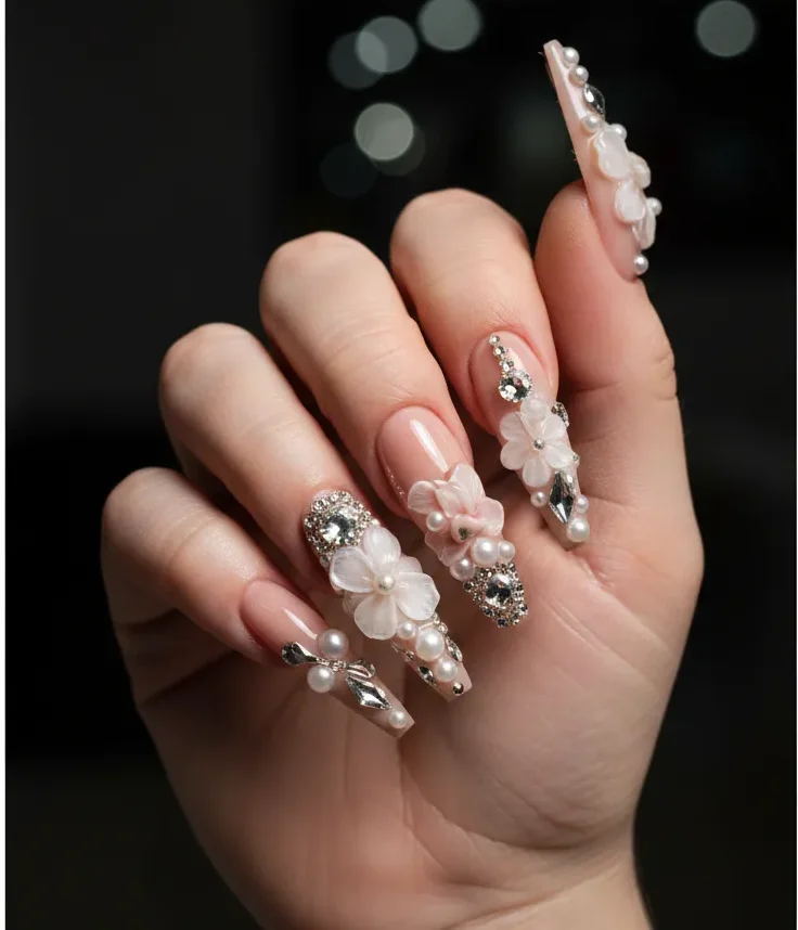 3D Glam Rhinestone Nails