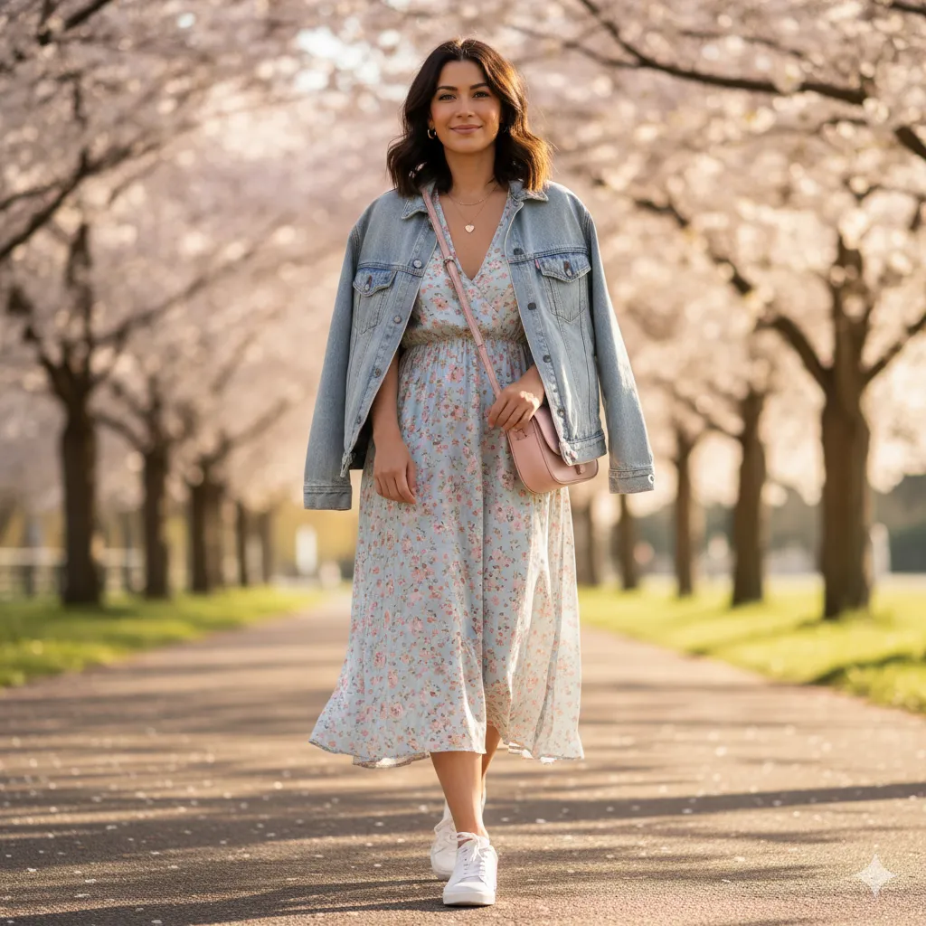 Casual Midi Dress With Sneakers