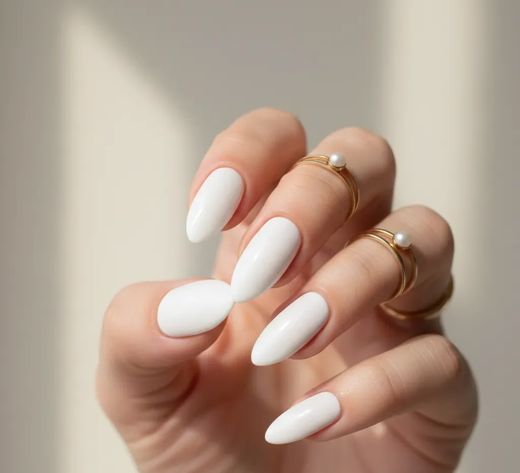 Milky White Long Nails