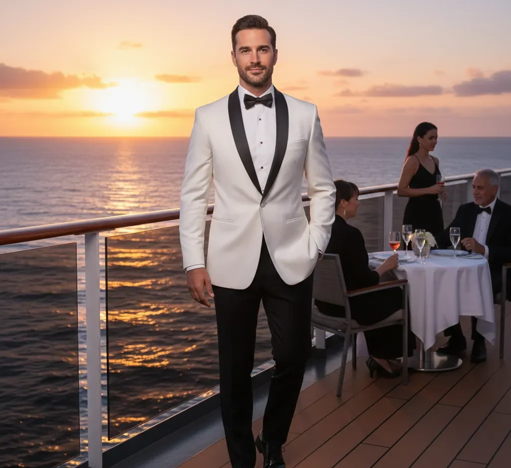 Men’s Cruise Formal Night Look 3 White Dinner Jacket Statement