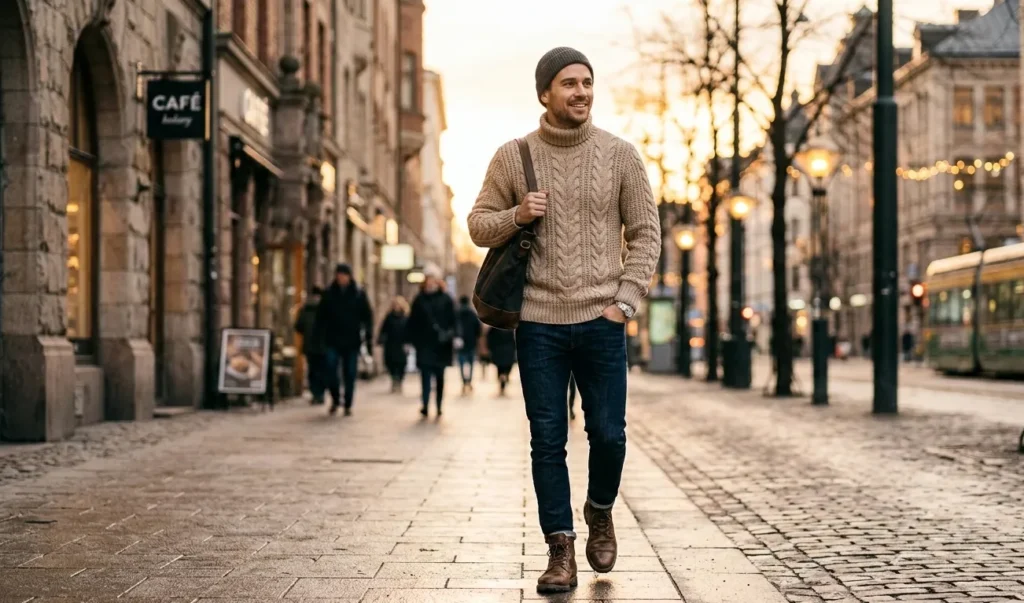 Best Chunky Knit Sweater Outfit for Men 2 Chunky Knit Sweater